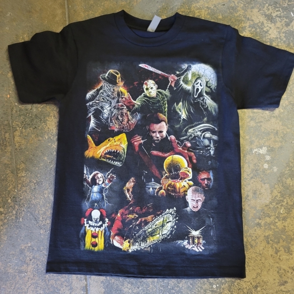 Men's Black Horror Icons Graphic Tee